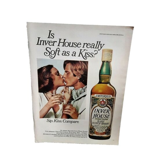 1974 Inver House Scotch Whisky Sip Kiss Compare Print Ad vintage 70s - Picture 1 of 1